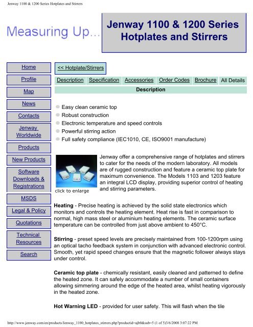 Jenway 1000 Series Hotplates and Stirrers - Comlibris