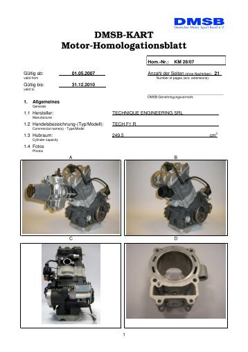 DMSB-KART Motor-Homologationsblatt