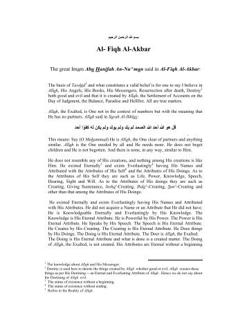 Al Fiqh Akbar in PDF
