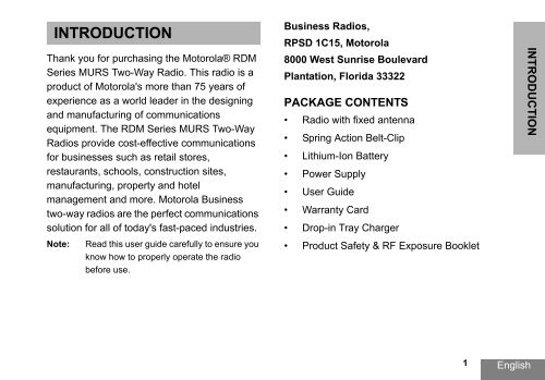 RDM Series MURS Two-Way Radios - Motorola Solutions