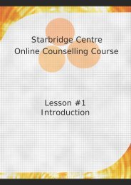 Starbridge Centre Online Counselling Course Lesson #1 Introduction