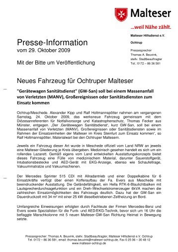 (GW-San) soll bei einem Massenanfall von ... - Malteser Ochtrup