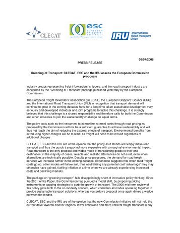 CLECAT, ESC & IRU joint press release