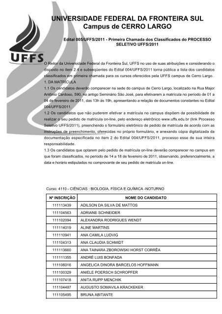 UNIVERSIDADE FEDERAL DA FRONTEIRA SUL Campus ... - clicRBS