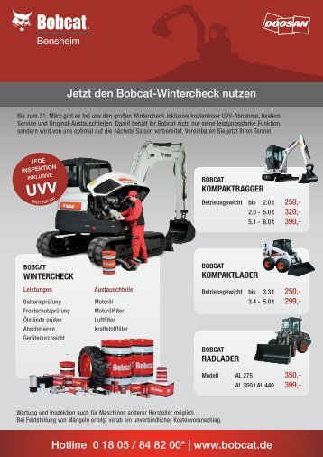 Jetzt den Bobcat-Wintercheck nutzen Hotline 0 18 05 / 84 82 00 ...