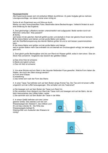 Hausexperimente Alle Experimente lassen sich mit einfachen ...