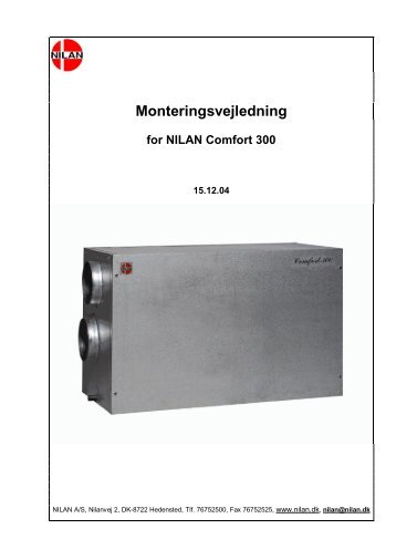 Monteringsvejledning for NILAN Comfort 300 - Solar Danmark A/S