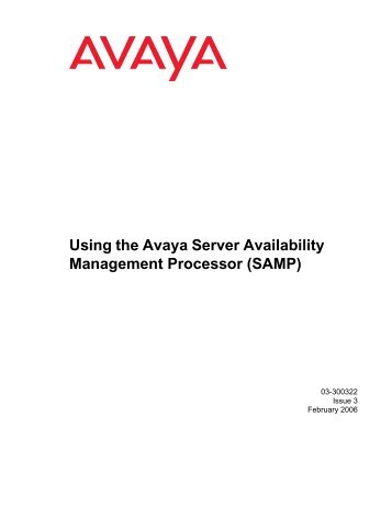 Using the Avaya Server Availability Management ... - Avaya Support