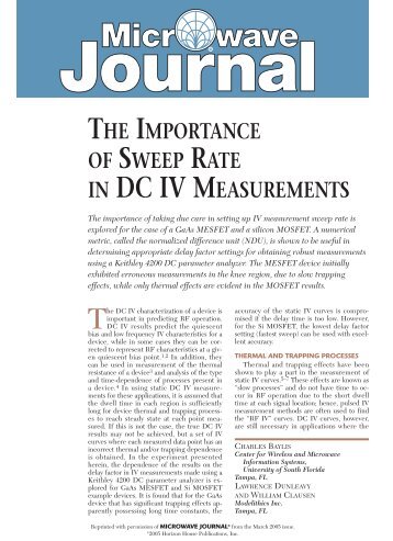 the importance of sweep rate in dc iv measurements - Modelithics, Inc.