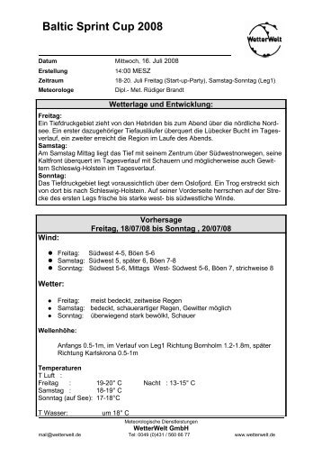 Forecast date: - Baltic Sprint Cup 2008