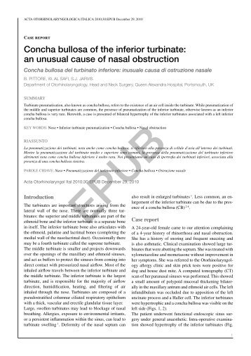 Concha bullosa of the inferior turbinate - Acta Otorhinolaryngologica ...