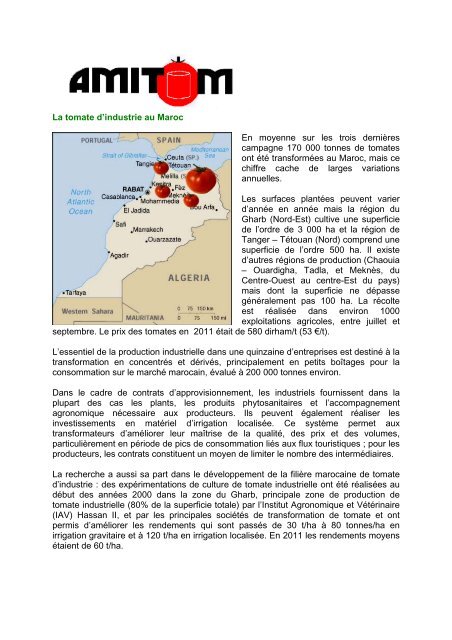 La tomate d'industrie au Maroc En moyenne sur les trois derniÃ¨res ...