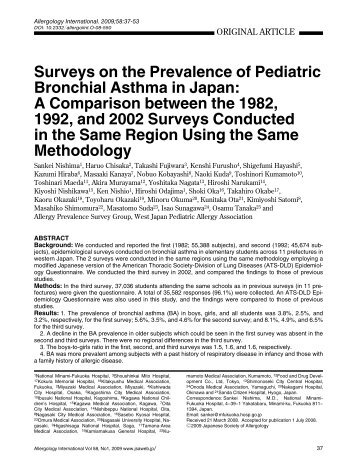 Surveys on the Prevalence of Pediatric Bronchial Asthma in Japan ...