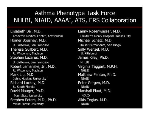 NHLBI Asthma Phenotypes-Lockey - World Allergy Organization