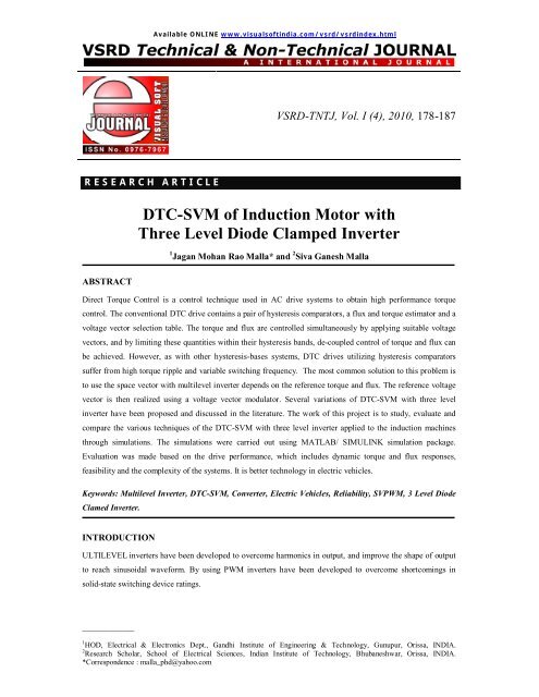 DTC-SVM of Induction Motor with Three Level Diode Clamped Inverter