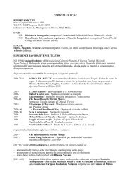 CURRICULUM VITAE ROBERTA SECCHI Nata a Cagliari il 18 ...