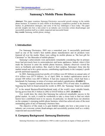 Case Study of Samsung's Mobile Phone Business - Industrial ...