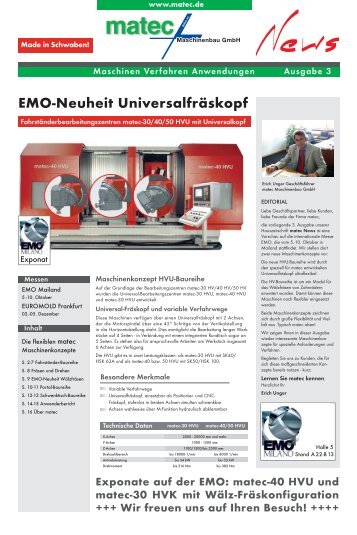 EMO-Neuheit Universalfräskopf - matec