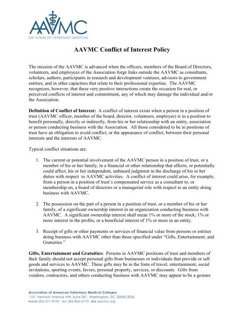 AAVMC Conflict of Interest Policy