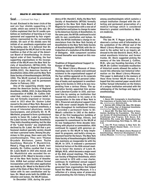 January 2006, Vol 24 - Anesthesia History Association