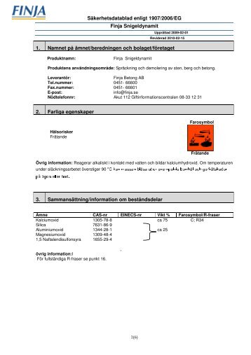 SÃ¤kerhetsdatablad enligt 1907/2006/EG Finja Snigeldynamit 1 ...