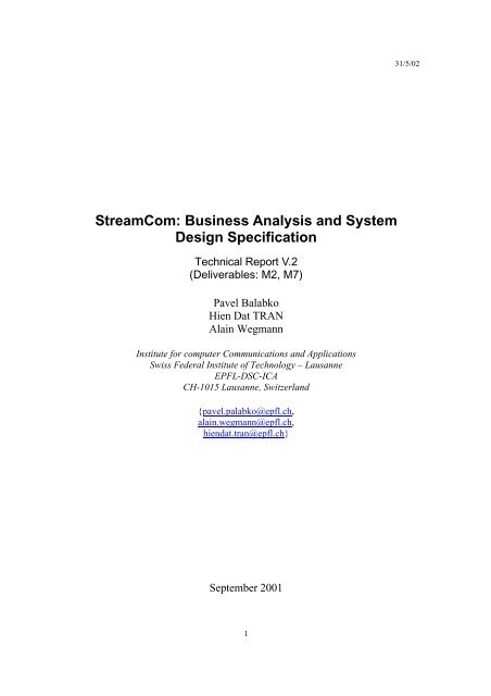 StreamCom: Business Analysis and System Design ... - EPFL