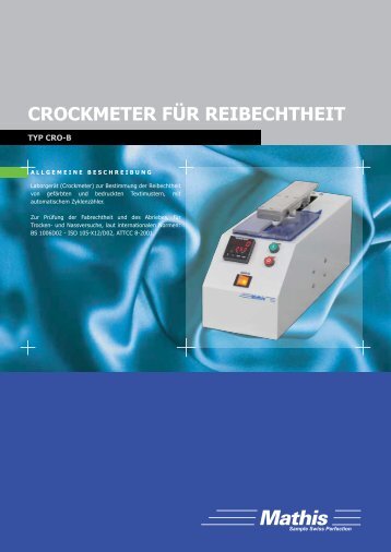 crockmeter für reibechtheit - Mathis AG