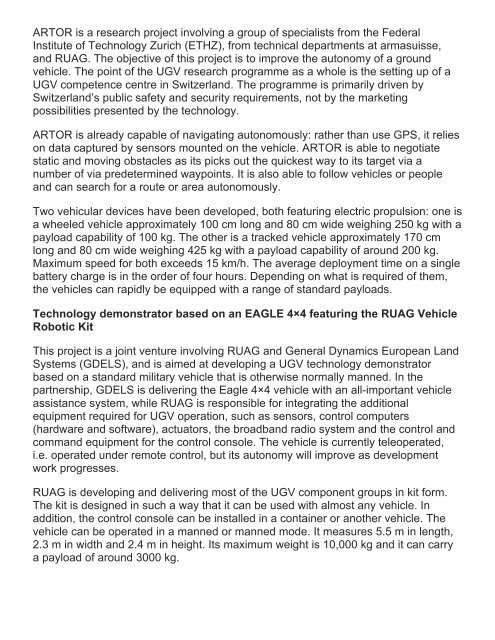 RUAG Presents Two Unmanned Ground Vehicle ... - Velodyne Lidar