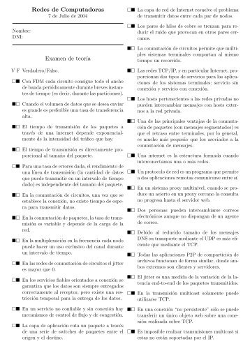 Redes de Computadoras Examen de teorÂ´Ä±a