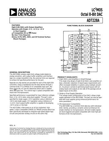 Octal, 8-Bit Voltage Out DAC Data Sheet - Analog Devices