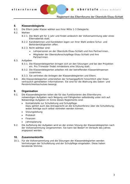 Protokoll Vollversammlung - Oberstufe Elsau-Schlatt