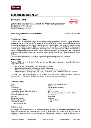 Technisches Datenblatt Terophon 5081 - Henkel