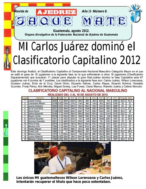 Revista Jaque Mate de Agosto 2012 - Confederación de Ajedrez ...