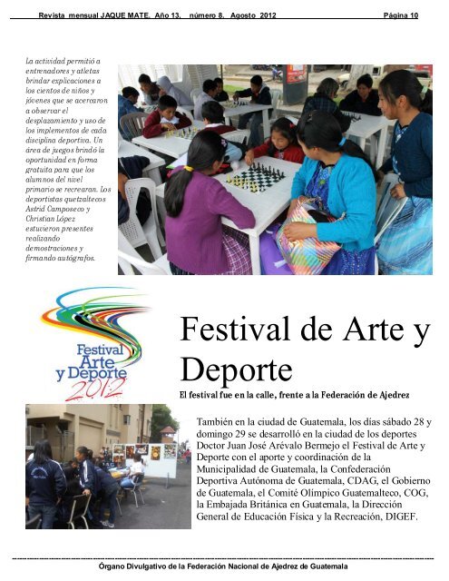 Revista Jaque Mate de Agosto 2012 - Confederación de Ajedrez ...