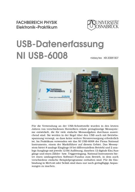 Usb-Datenerfassung NI USB-6008