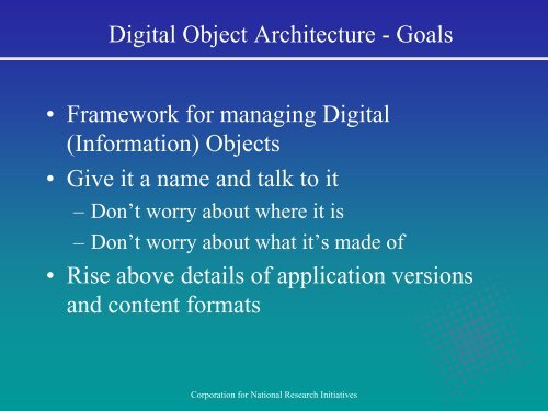 Digital Object Architecture - Erpanet