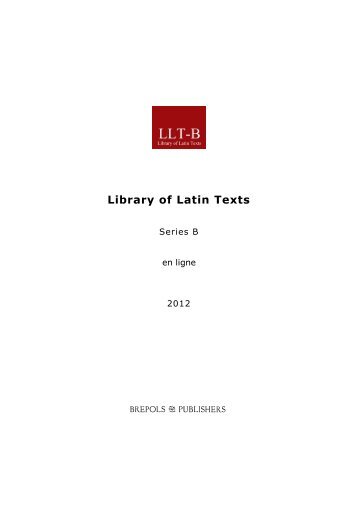 Library of Latin Texts – Series B - SCD de l'université d'Avignon