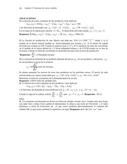 CapÃ­tulo 5: FUNCIONES DE VARIAS VARIABLES