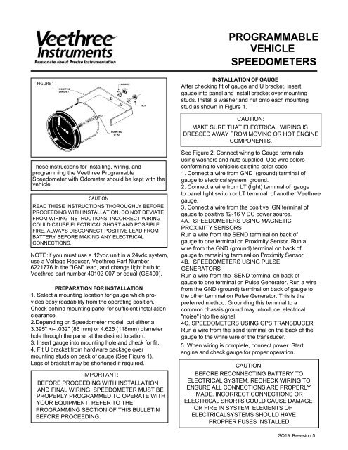 programmable vehicle speedometers - Veethree Instruments