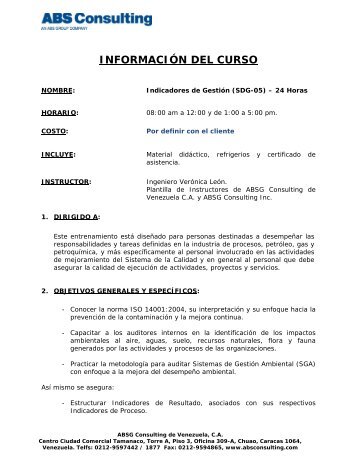 INFORMACIÃN DEL CURSO - ABS Consulting