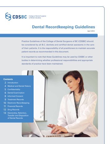 Dental Recordkeeping Guidelines - College of Dental Surgeons of ...