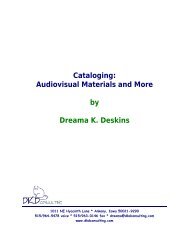 C:\Documents and Settings\Dreama K. Deskins ... - DKD Consulting