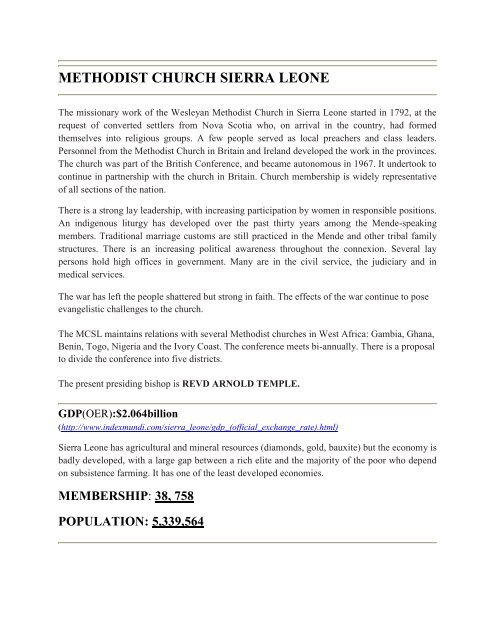 methodist church sierra leone - The Methodist Church of Great Britain
