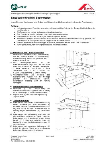 Einbauanleitung Mini Bodentreppe - Roto