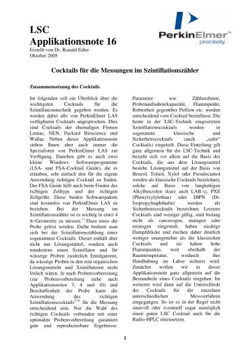 Cocktails fÃ¼r die Messungen im SzintillationszÃ¤hler - PerkinElmer