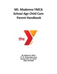 Mt. Madonna YMCA School Age Child Care Parent Handbook