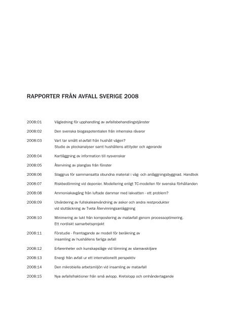 RAPPORT 2008:15 - Avfall Sverige