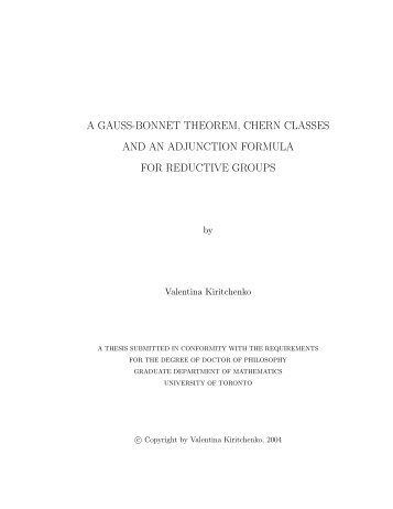 a gauss-bonnet theorem, chern classes and an adjunction formula