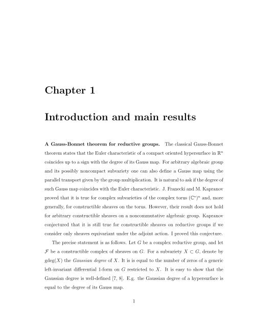 a gauss-bonnet theorem, chern classes and an adjunction formula