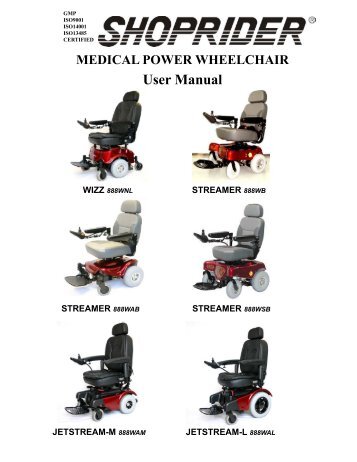 Shoprider Wizz, Streamer, Jetstream Owner's Manual - Scootaround